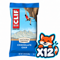 CLIF Chocolate Chip 2.4 oz bar; listing includes 12 bars; Open Snax mascot quantity badge